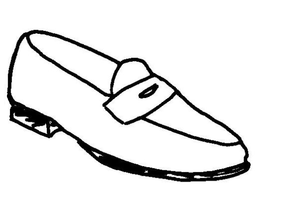 Penny Loafer mit dem charakteristischen Loch in der Schaftbrücke, in die ein Penny passt – auf Deutsch: Collegeschuh